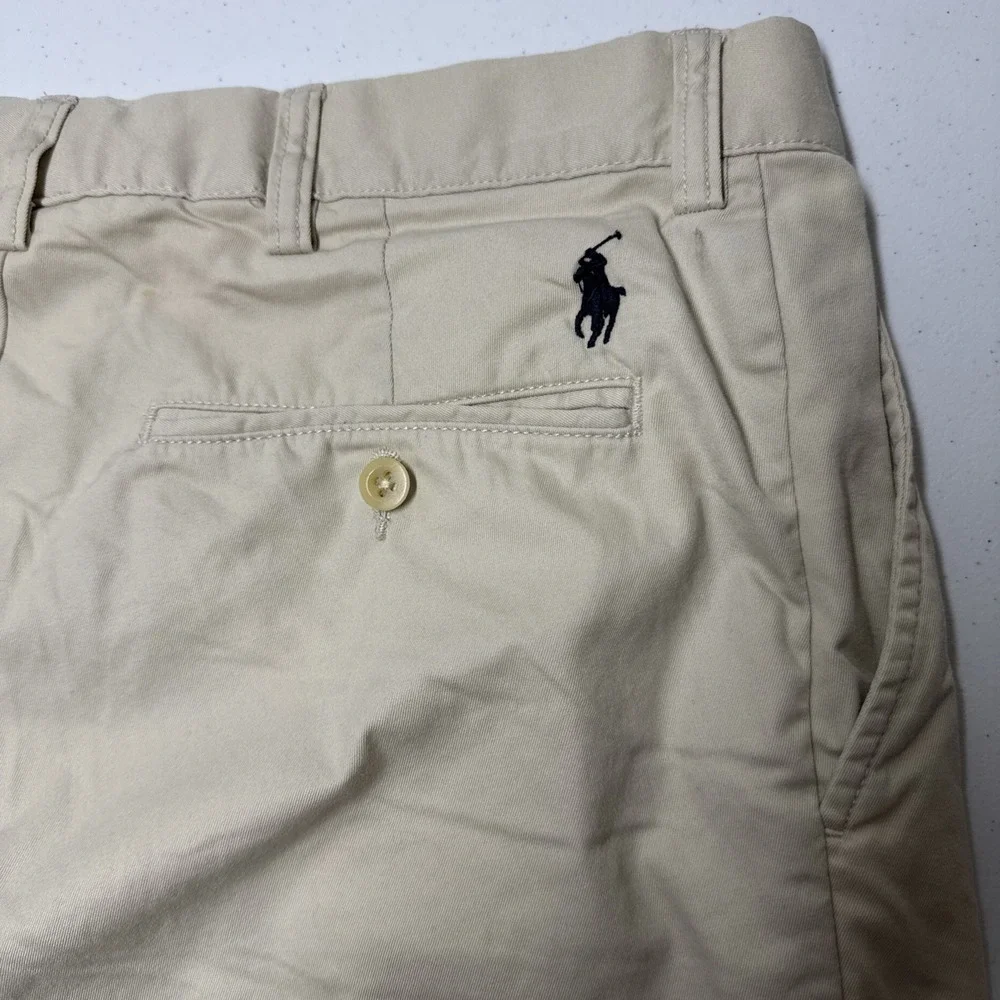 Vtg Polo by Ralph Lauren Mens White Chino Prospect pants flat front fits 35*27